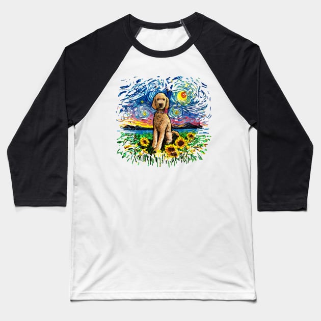 Goldendoodle Night 2 (version 2) Baseball T-Shirt by sagittariusgallery